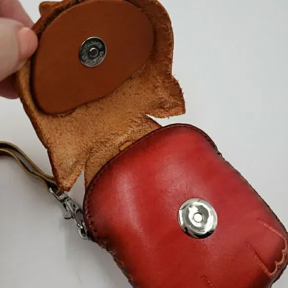 Lucky Cat Coin Purse Leather Maneki Neko Wallet Keychain Fish Charm - Picture 10 of 14